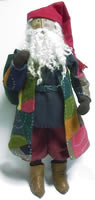 Painted cloth and wool doll crazy quilt style