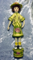Watercolor and Ink paper clay and cloth doll
